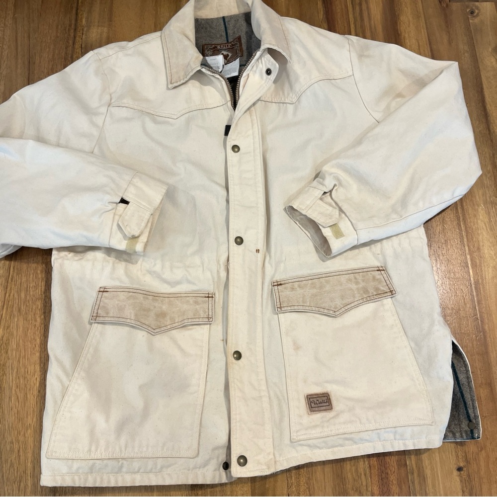 Vtg Walls Western Wear Jacket Barn Chore Blanket Lined Canvas Duster 90s USA XL